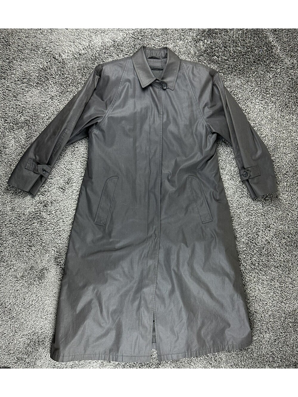 London Fog Vintage Maincoats Womens 12 Reg Gray Thinsulate Lined Trench Coat